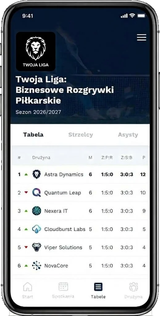 Virium app: league table